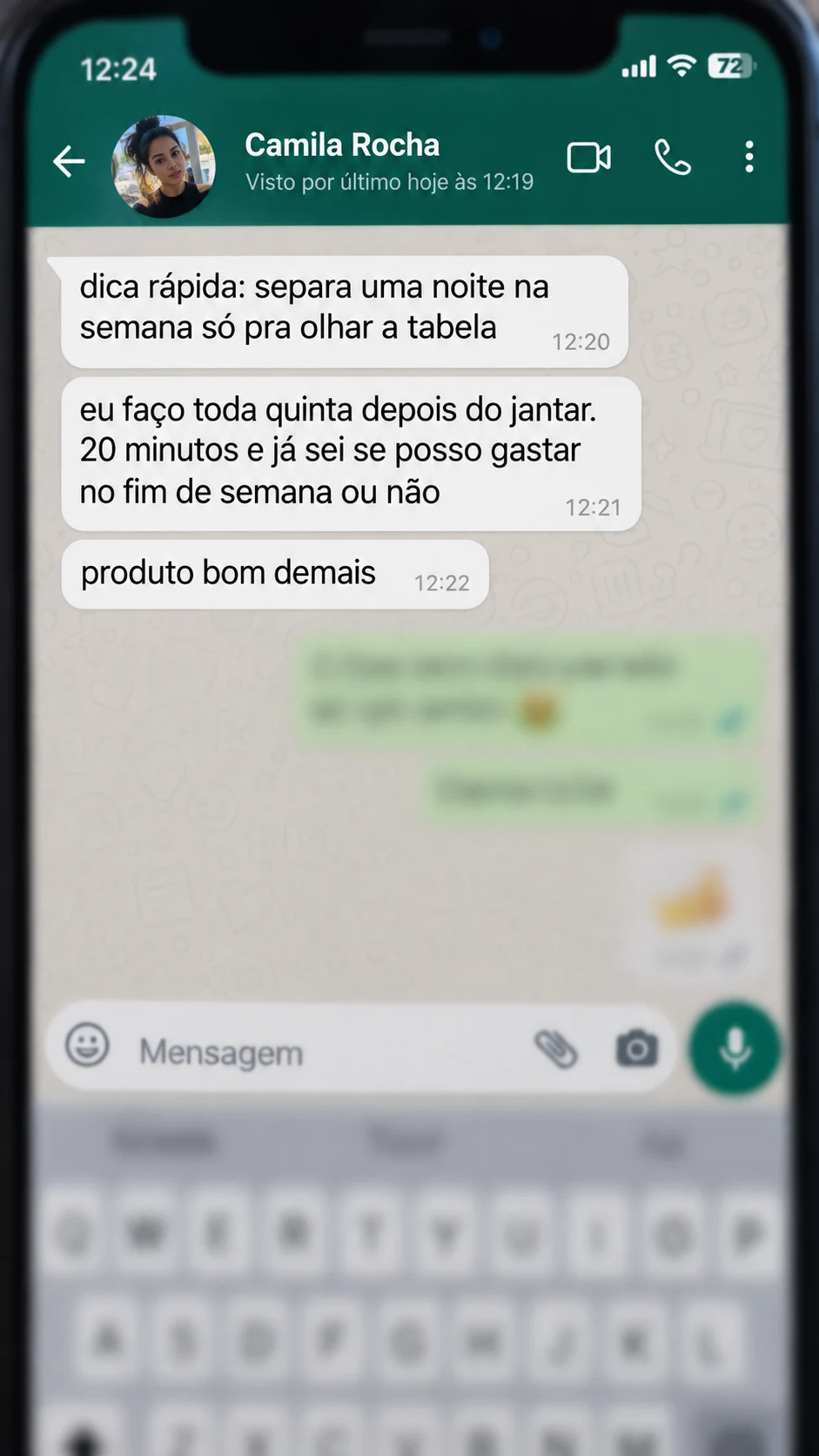 Conversa com Camila Rocha sobre reservar um momento da semana para olhar a tabela