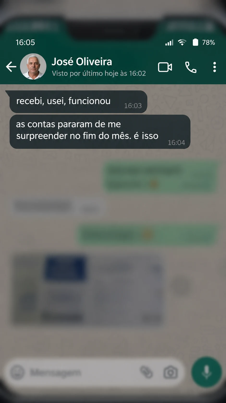 Conversa com José Oliveira sobre acompanhar as contas até o fim do mês