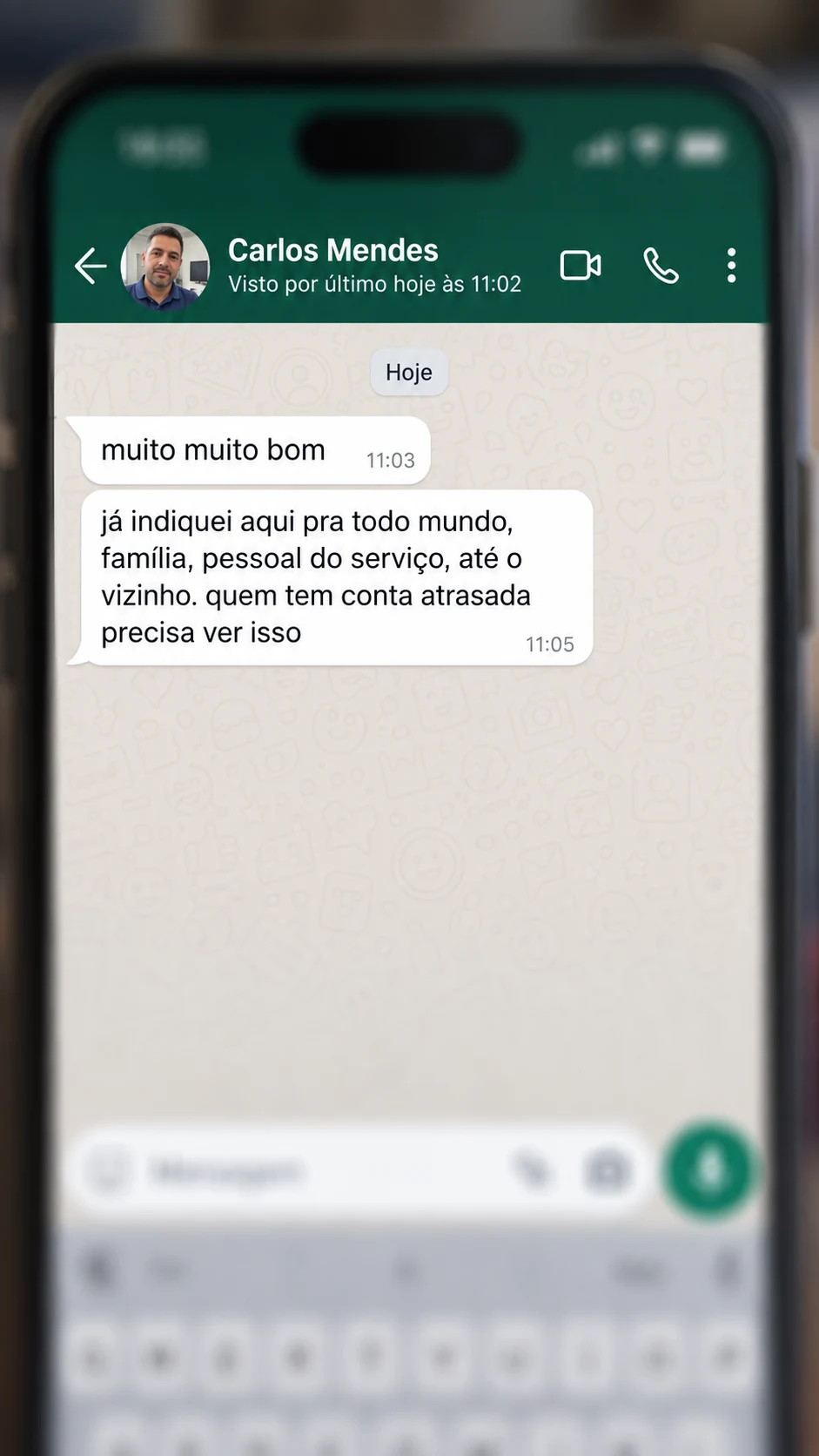 Conversa com Carlos Mendes sobre recomendar o kit a conhecidos